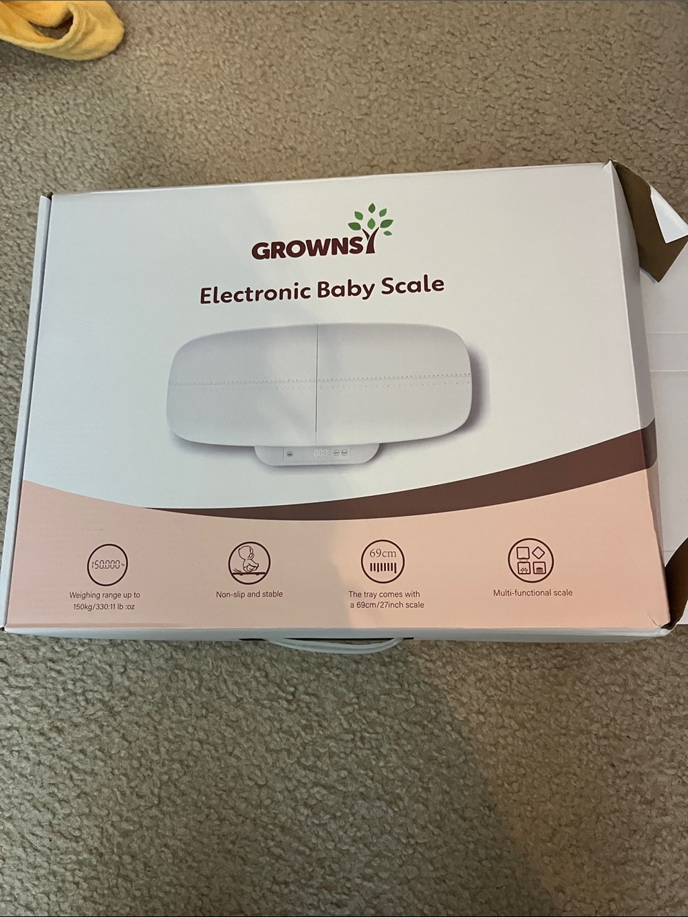 GROWNSY Electronic Baby Scale - White with Blush Pink Accents